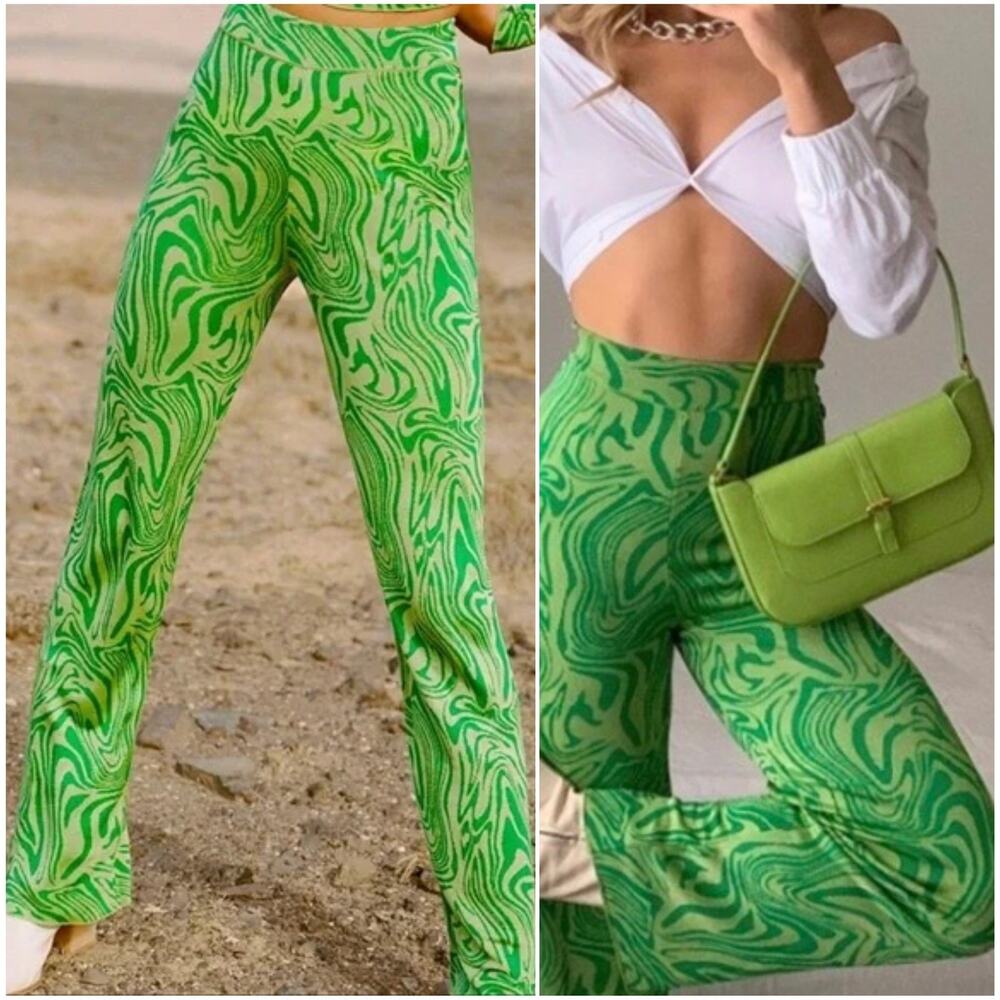 Paloma Wool Claudia Pants Green Swirl knit size Small